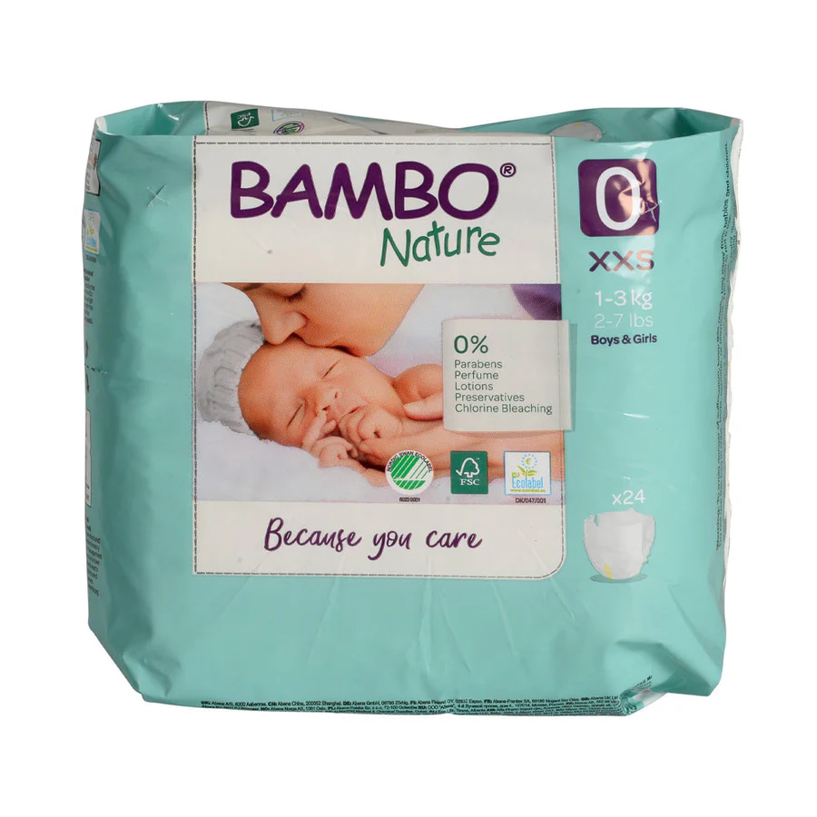 Bambo Nature Pack 4×24 Couches Jetables t0 Prémature 1-3kg