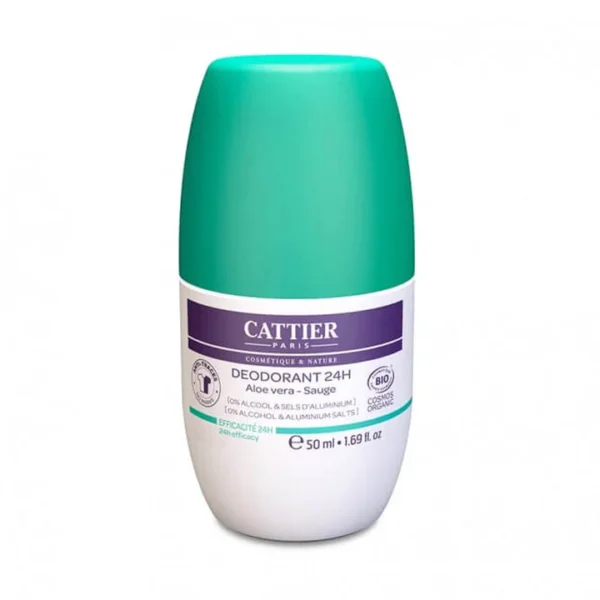 Cattier Déodorant Roll-on Efficacité Aloe-Vera Et Sauge 24H 50ml