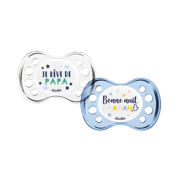 Dodie 2 Sucettes Anatomiques Nuit Je rêve/Bonne nuit +6m A36