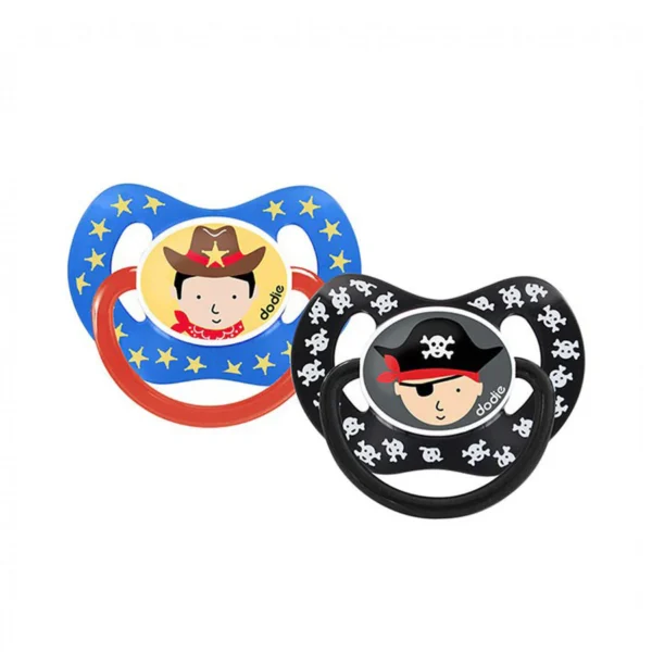 Dodie 2 Sucettes Physiologiques Jour et Nuit Pirate/Cowboy +18m P50G