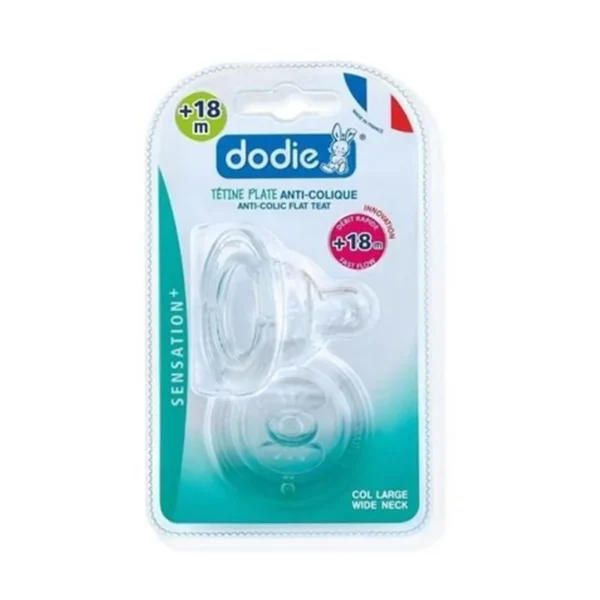Dodie 2 Tétines Plates Sensation+ Col Large Débit 5 +18m