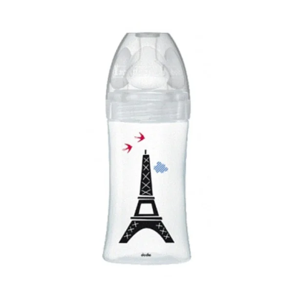 Dodie Biberons Verre Sensation+ Anti-Coliques Tétine Plate Débit Lent Paris +0m 270ml