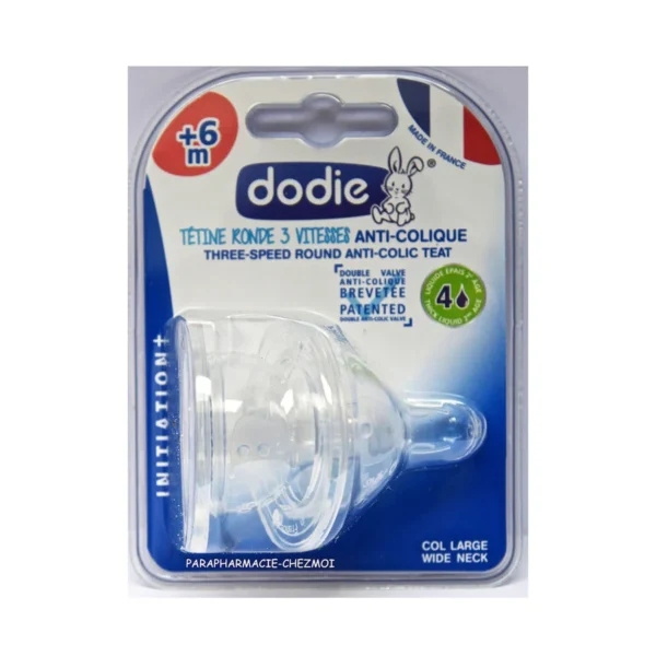 Dodie Initiation+ 2 Tétines Rondes à 3 Vitesses Débit Spécial Liquide Epais +6m