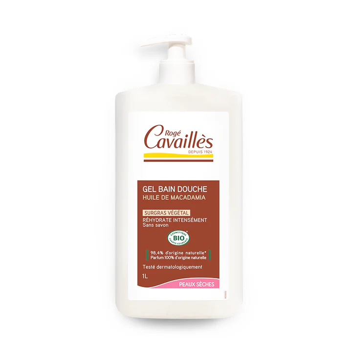Rogé Cavaillès Gel Bain Douche certifié Bio Huile de Macadamia 1l