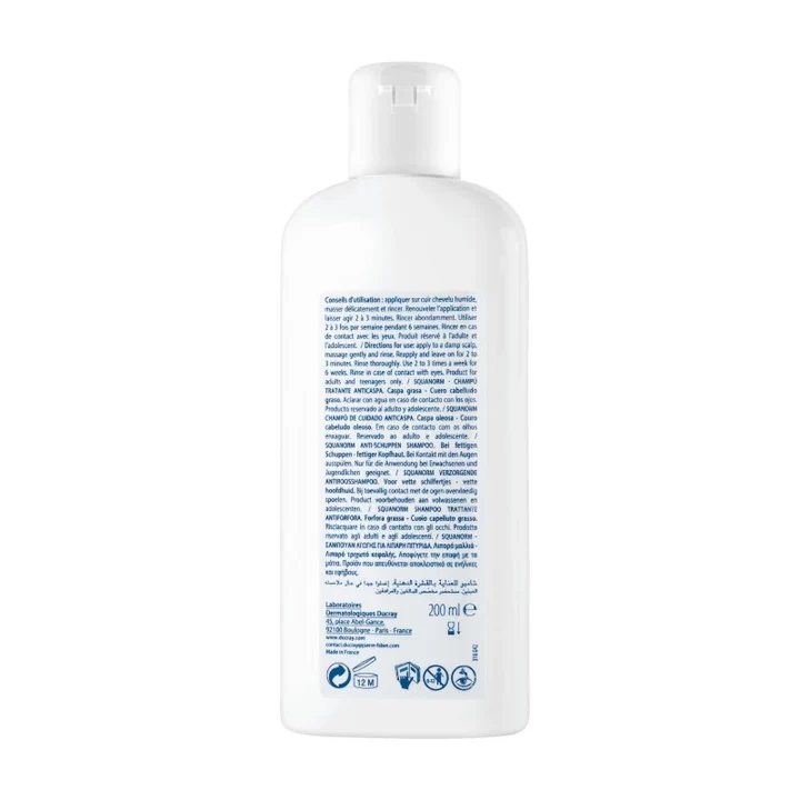 Ducray SQUANORM Shampooing Traitant Antipelliculaire – Pellicules grasses 200ml