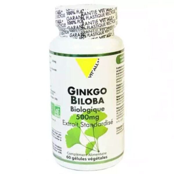 VITALL+ Ginkgo biloba biologique 500mg 60capsules